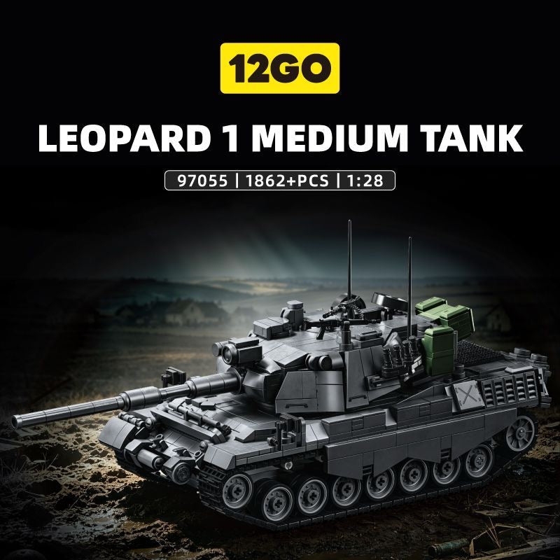 12GO 97055 Leopard 1 Medium Tank – 1,862 pcs, 1:28 Scale Building Block Set