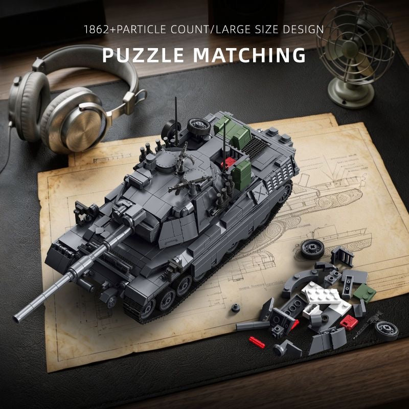 12GO 97055 Leopard 1 Medium Tank – 1,862 pcs, 1:28 Scale Building Block Set