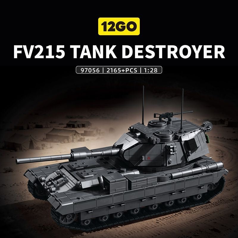 12GO 97056 FV215 Tank Destroyer – 2,165 pcs, 1:28 Scale Building Block Set