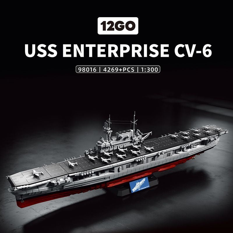 12GO 98016 USS Enterprise CV-6 – 4,269 pcs, 1:300 Scale Aircraft Carrier Set