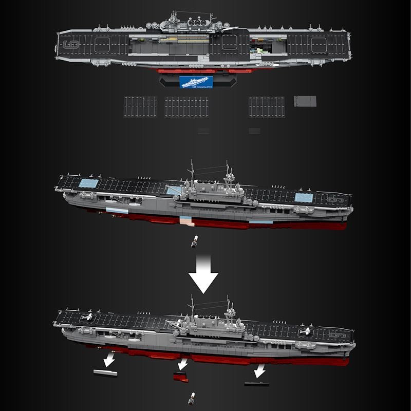 12GO 98016 USS Enterprise CV-6 – 4,269 pcs, 1:300 Scale Aircraft Carrier Set